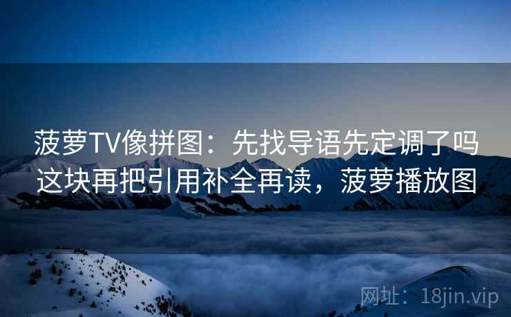 菠萝TV像拼图：先找导语先定调了吗这块再把引用补全再读，菠萝播放图