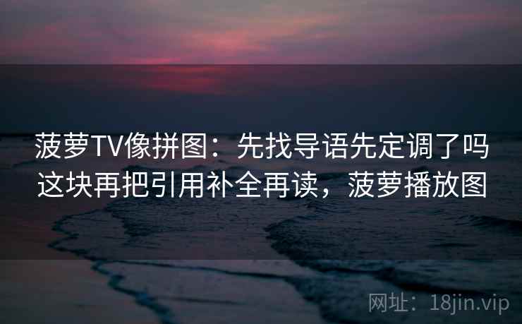 菠萝TV像拼图：先找导语先定调了吗这块再把引用补全再读，菠萝播放图