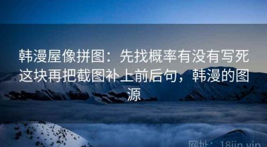 韩漫屋像拼图：先找概率有没有写死这块再把截图补上前后句，韩漫的图源
