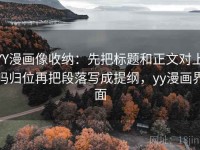 YY漫画像收纳：先把标题和正文对上吗归位再把段落写成提纲，yy漫画界面